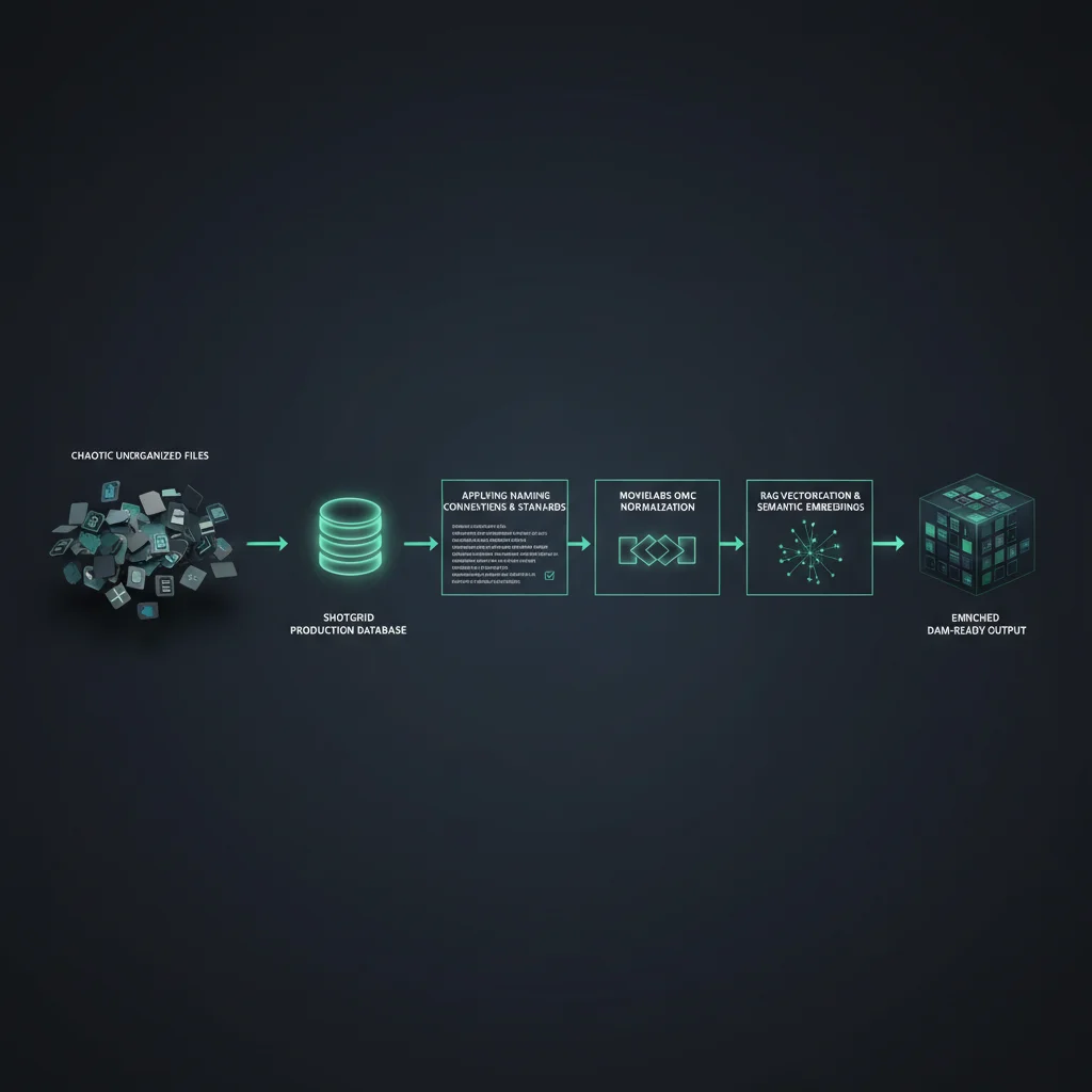 Fabric metadata enrichment pipeline transforming chaotic files into structured DAM-ready output