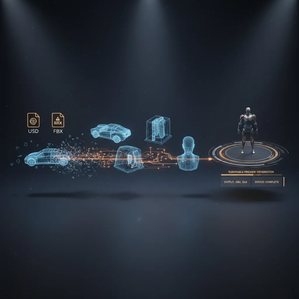 3D model rendering with USD, Alembic, and FBX scene support