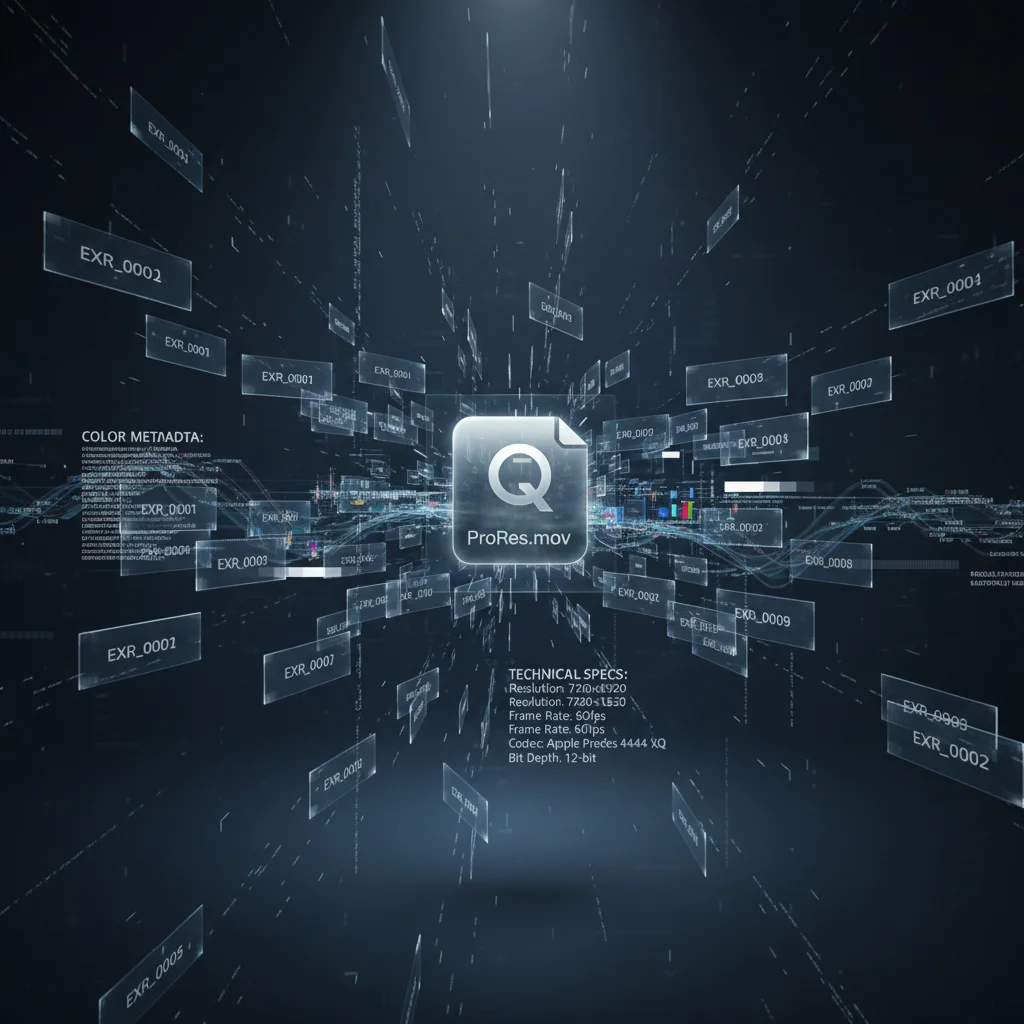 EXR frame sequences assembling into a single ProRes QuickTime container