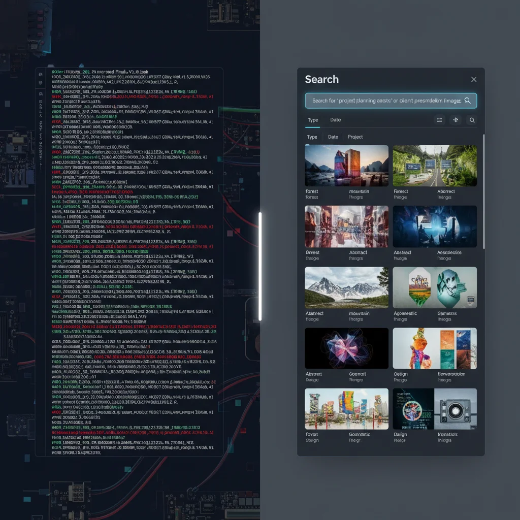 Chaotic file browser transformed into organized searchable content library